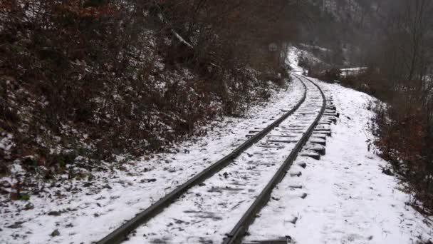 Spoorwegen Gezien Een Winterdag — Stockvideo