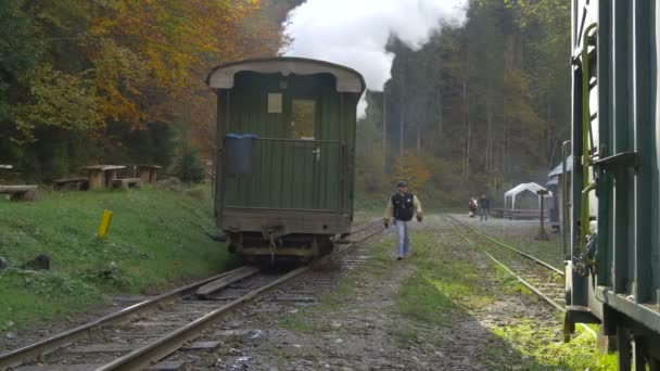 Tren Geri Gidiyor Seyahat Konsepti — Stok video