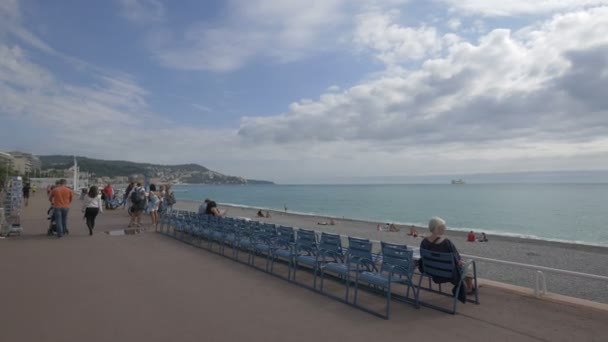 Una Spiaggia Sul Lungomare Nizza — Video Stock