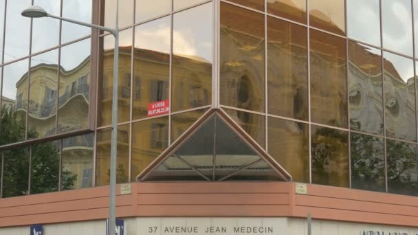 Edificio Con Facciata Vetro Avenue Jean Medecin — Video Stock