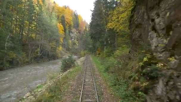 Bahnübergang Der Nähe Eines Flusses — Stockvideo