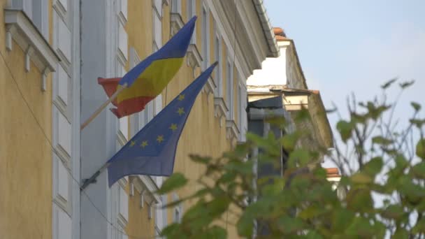 Blick Auf Wehende Fahnen — Stockvideo