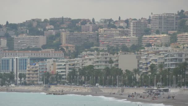 Μακρινή Θέα Των Παραλιακών Κτιρίων Στη Νίκαια — Αρχείο Βίντεο