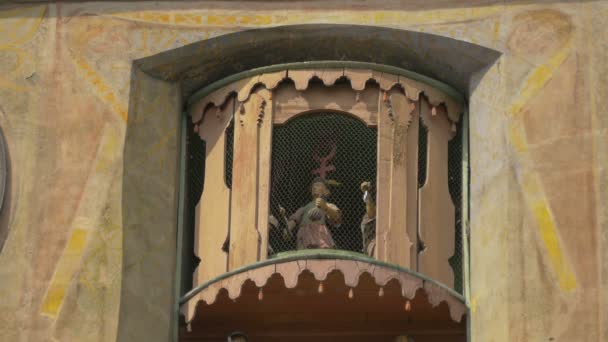 Vista Antigua Estatuilla Madera — Vídeos de Stock