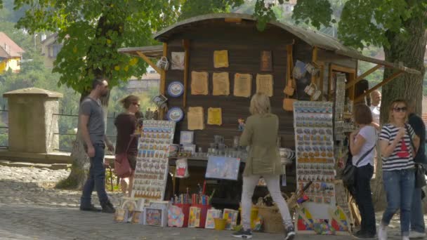 Уличная Лавка Сувенирами — стоковое видео