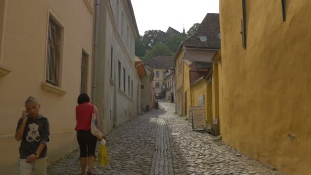 Cobblestone Ulicy Sighisoara — Wideo stockowe