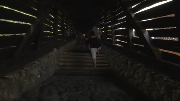 Menschen Gehen Die Treppe Hinauf — Stockvideo