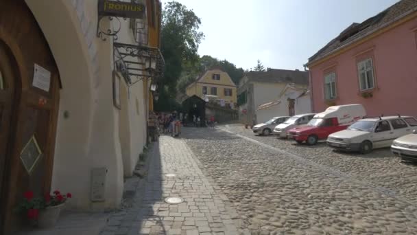 Scolii Caddesi Ndeki Binalar Hediyelik Eşya Tezgahları — Stok video