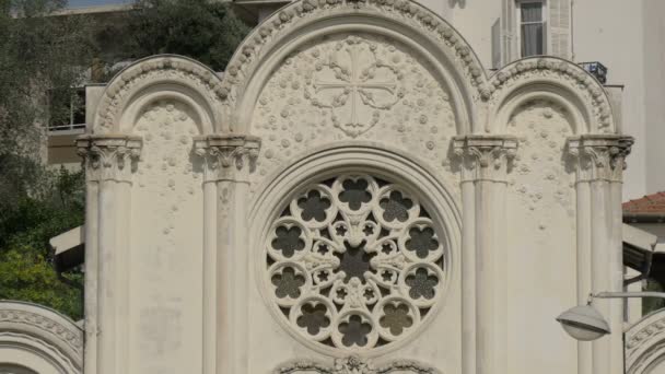 有玫瑰窗的教堂 — 图库视频影像