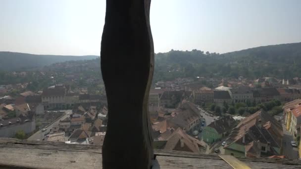 Sighisoara Seen Clock Tower — стоковое видео