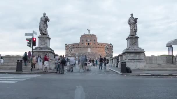 Timelapse Ponte São Ângelo Roma — Vídeo de Stock