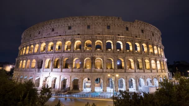 Night Time Lapse Colosseum Rome — Vídeos de Stock