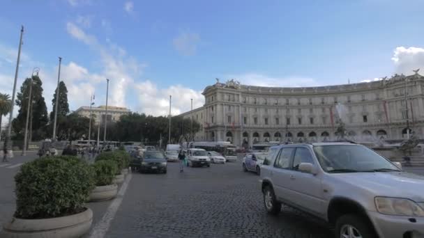 Auto Het Republieksplein Rome — Stockvideo