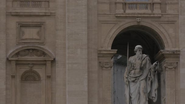 Paulus Statue Auf Der Piazza San Pietro Vatikan — Stockvideo