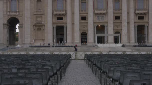 Ряды Стульев Площади Сан Пьетро Ватикан — стоковое видео