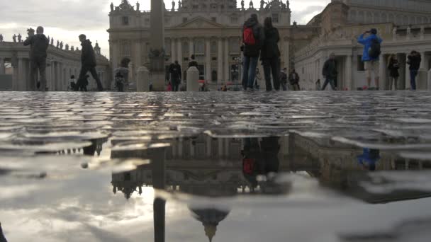 Площадь Святого Петра После Дождя Ватикан — стоковое видео
