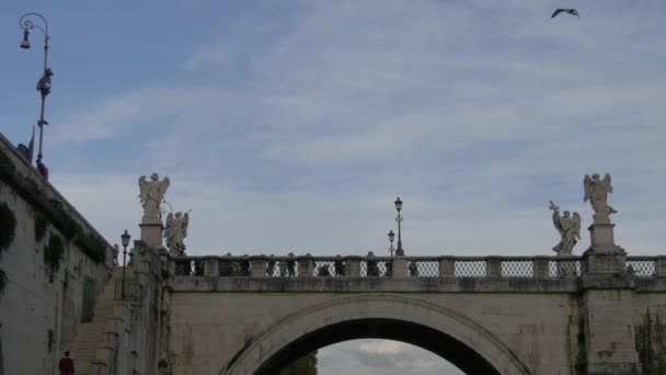 Ponte Sant Angelo Římě — Stock video