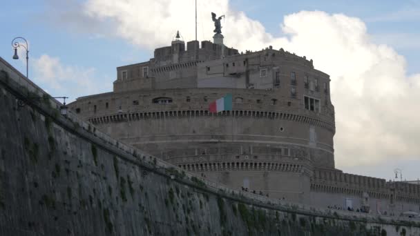 Sant Angelo Castle Clouds Rome — Vídeos de Stock