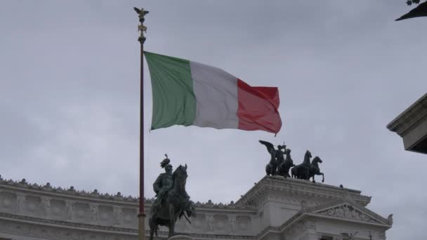 Italian Flag Waving Wind — Stock Video