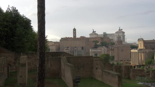 Reruntuhan Romawi Dan Altare Della Patria Roma — Stok Video