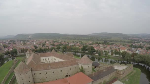 Kuleli Fagaras Kalesi Nin Havadan Görünüşü — Stok video