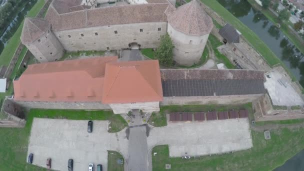 Aerial View Fagaras Fortress — Stock Video