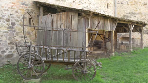 Carrello Legno Cortile — Video Stock