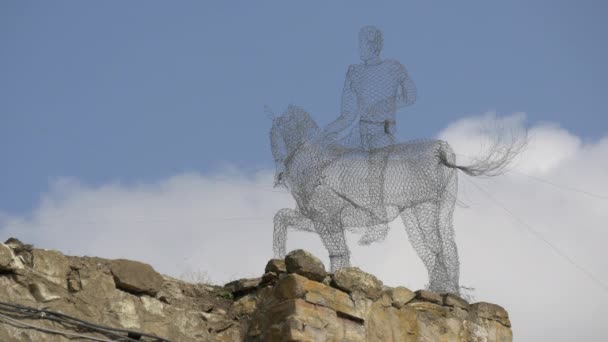 Widok Posągu Drutu Jeździeckiego — Wideo stockowe