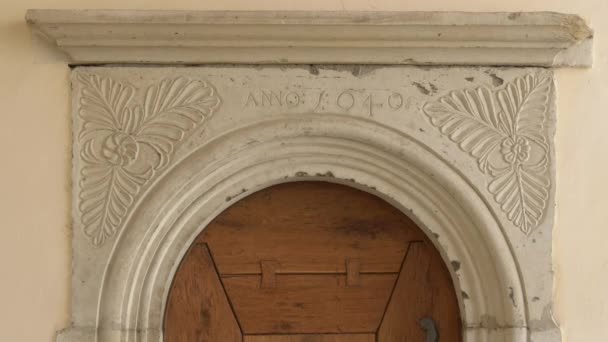 Decorated Door Fagaras Fortress — Stock Video