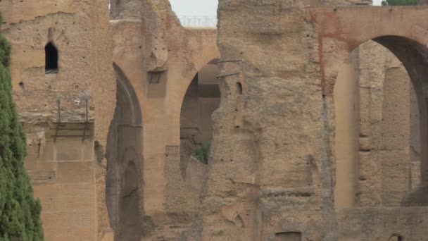 Zidurile Ruinate Din Terme Caracalla — Videoclip de stoc