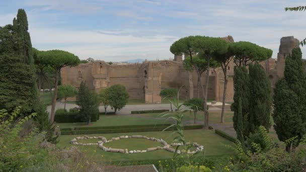 Scupture Baths Caracalla Rome — Stock Video