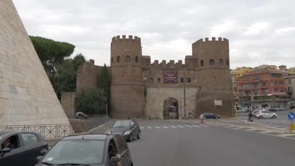 Roma Daki Porta San Paolo — Stok video