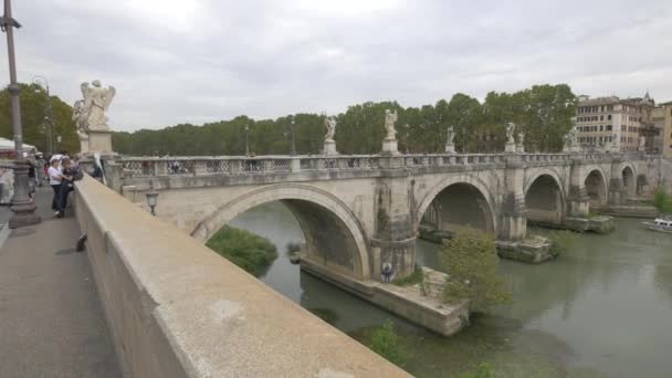 Ponte Sant Angelo Zamračený Den Římě — Stock video