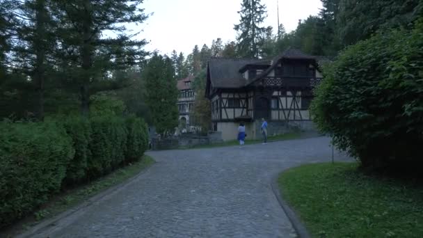 Paar Besucht Schloss Peles — Stockvideo