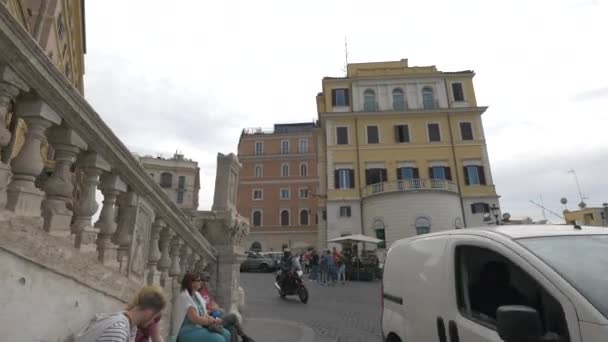 Ludzie Piazza Della Trinita Dei Monti Rzymie — Wideo stockowe