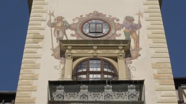 Hand Painted Murals Tower Peles Castle — Stock Video