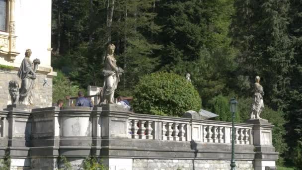 Sculptures Terrace Peles Castle — Stockvideo