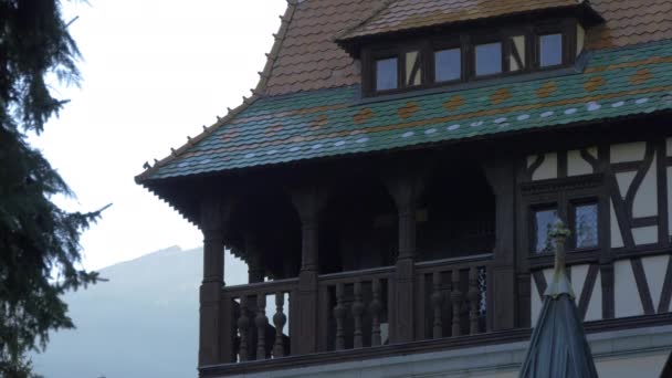 Dach Balkon Mozaiki Zamku Peles — Wideo stockowe