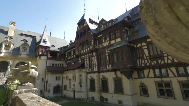 Peles Castle Pohled Balkónu — Stock video