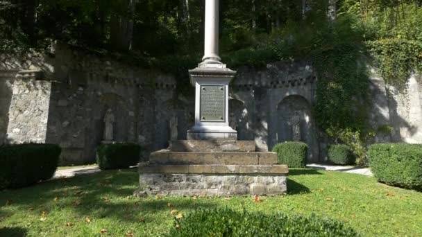 Columna Sobre Pedestal Castillo Peles — Vídeo de stock