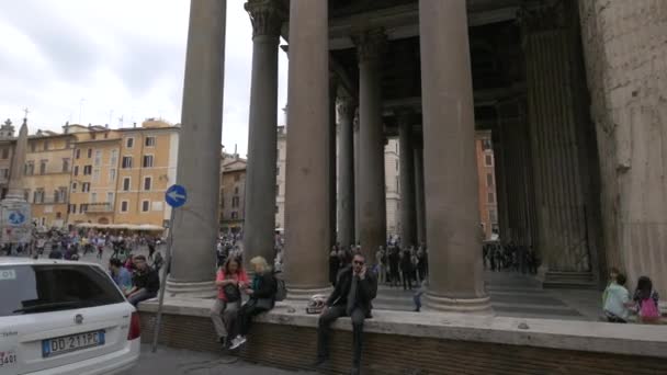 Turistas Relaxando Perto Panteão Roma — Vídeo de Stock