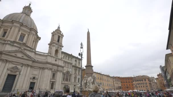 Μνημεία Στην Piazza Navona Ρώμη — Αρχείο Βίντεο