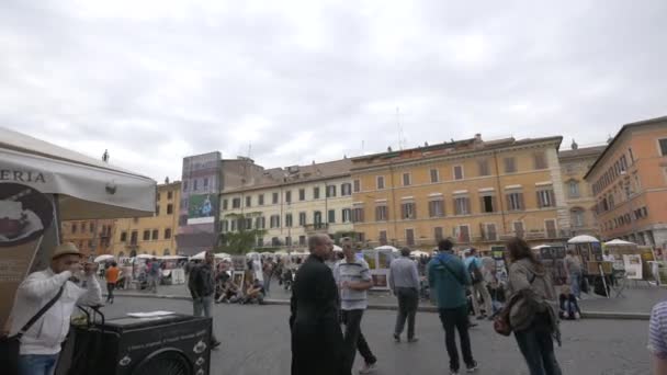 Tourists Walking Piazza Navona Rome — Stock Video