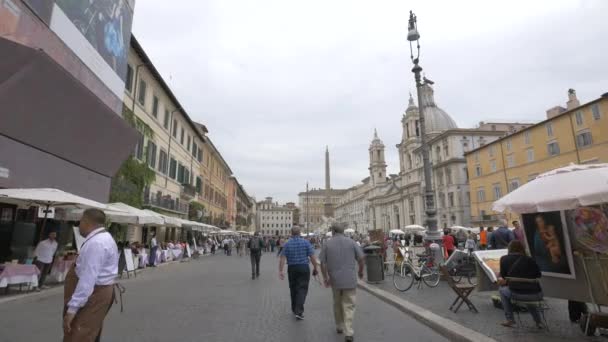 Piazza Navona Στη Ρώμη — Αρχείο Βίντεο