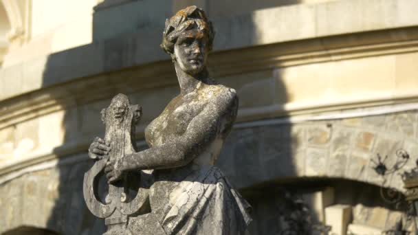 Άγαλμα Μιας Γυναίκας Που Κρατάει Μια Λίρα — Αρχείο Βίντεο