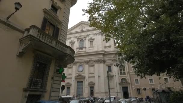 ローマのサン カルロ カタリアーニ教会ファサード — ストック動画