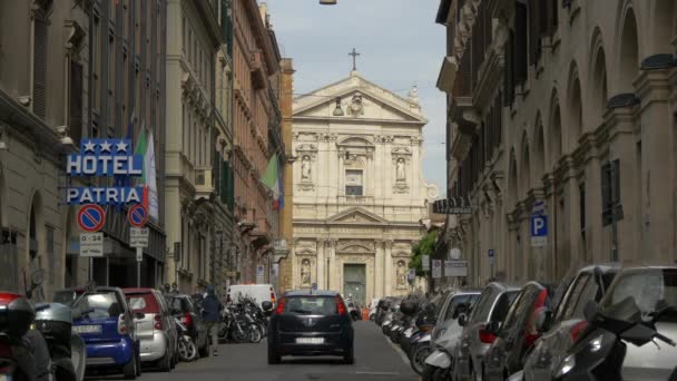 Kostelní Fasáda Santa Susanna Římě — Stock video