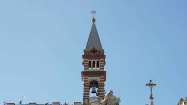 Klokkentoren Van Santa Brigida Kerk Rome — Stockvideo