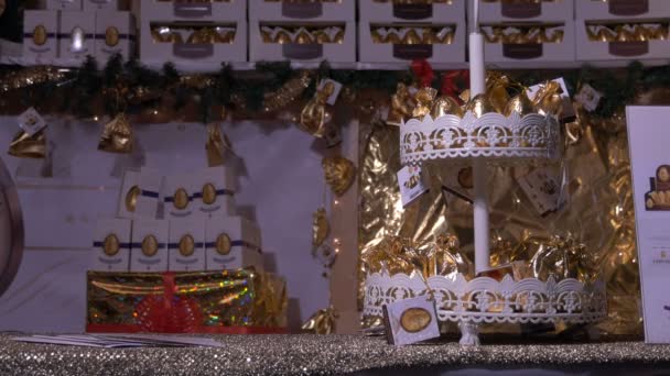 Stall Com Produtos Chocolate — Vídeo de Stock