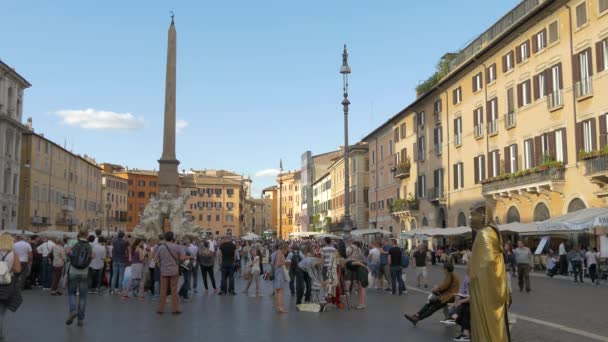 Turisti Piedi Piazza Navona Roma — Video Stock